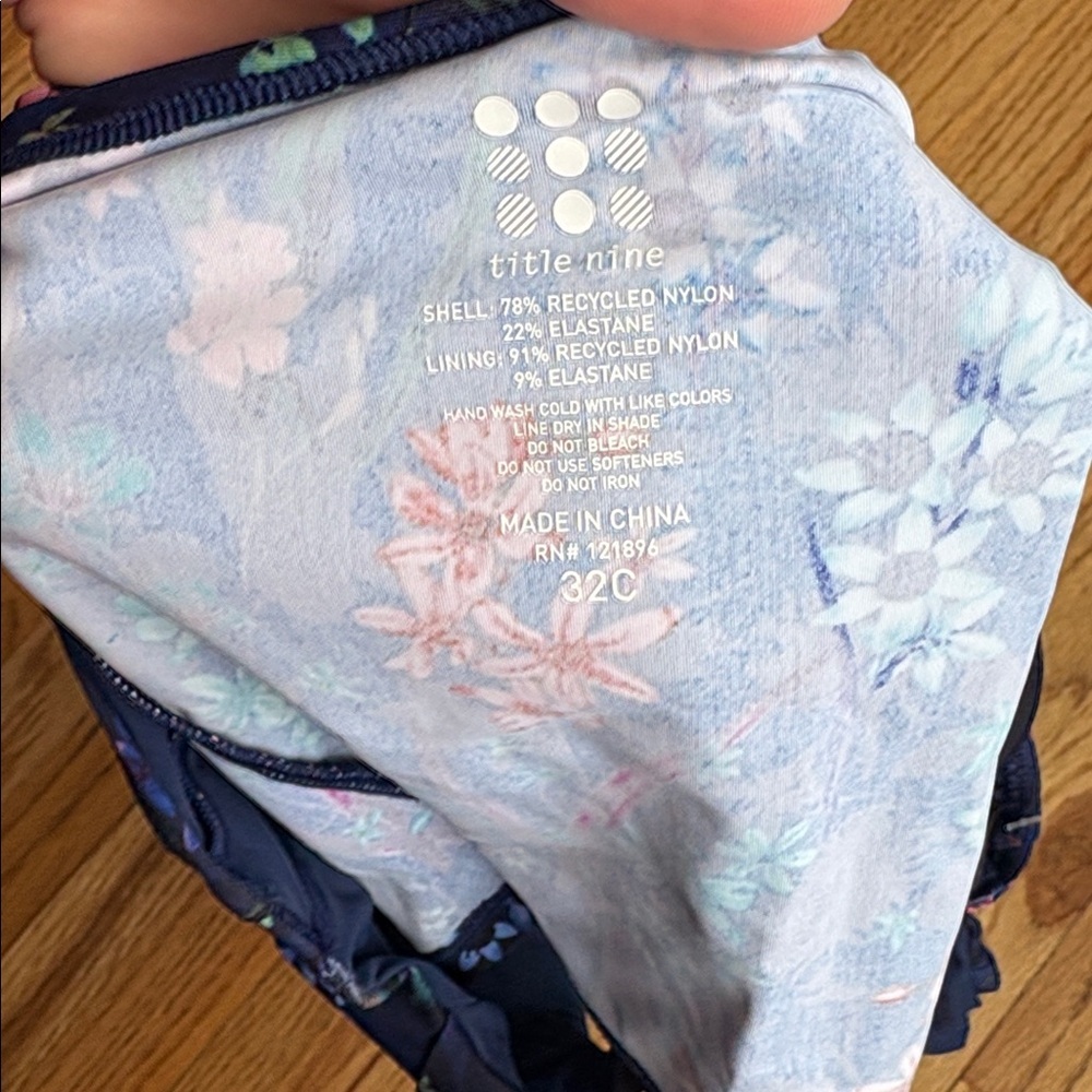 Title Nine 32C Floral bikini top - Navy and Pink swimsuit - Picture 6 of 6